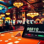 Experience thrilling gambling action at 98win9.dev with engaging poker tables and vibrant slot machines.