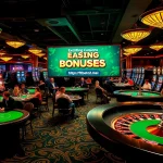 Exciting casino scene with players at poker and roulette tables capturing the thrill of gambling at https://f8beta2.me/.