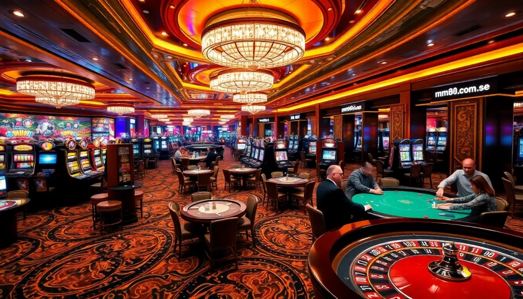 Experience the thrill at MM88's vibrant casino scene filled with slot machines, poker tables, and exciting games.