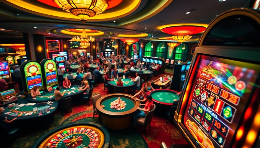 Experience the thrill of 88AA at an exciting casino, featuring vibrant table games, captivating slots, and diverse players.