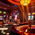 Exciting casino scene with players engaging at a roulette wheel, featuring vibrant 88AA elements and thrilling atmosphere.