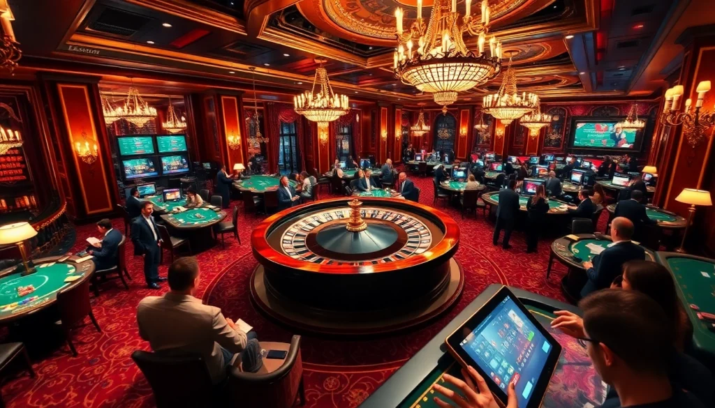 Experience the thrill of gambling at XX88 with vibrant casino settings featuring roulette tables and excited players.
