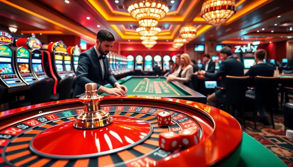 Engage in thrilling roulette and poker gameplay at nha cai f168, showcasing an exciting casino environment with vibrant colors and players in action.