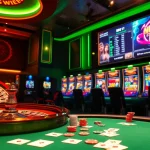 Experience the excitement of i1dompet's online gambling with engaging slot machines and a vibrant roulette wheel.