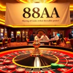 88AA showcases players cheering at the roulette table in an energetic casino atmosphere, highlighting thrilling gaming experiences.