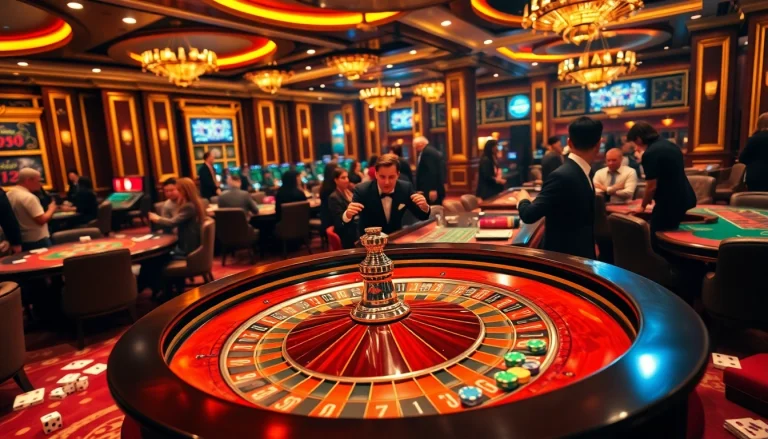 Experience the thrilling atmosphere of a casino where players engage in games like roulette and blackjack, embodying the excitement of XX88 gaming.
