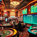 Experience the thrill of trực tiếp bóng đá VanKhanhTV amidst a bustling casino, featuring poker tables and exciting games.